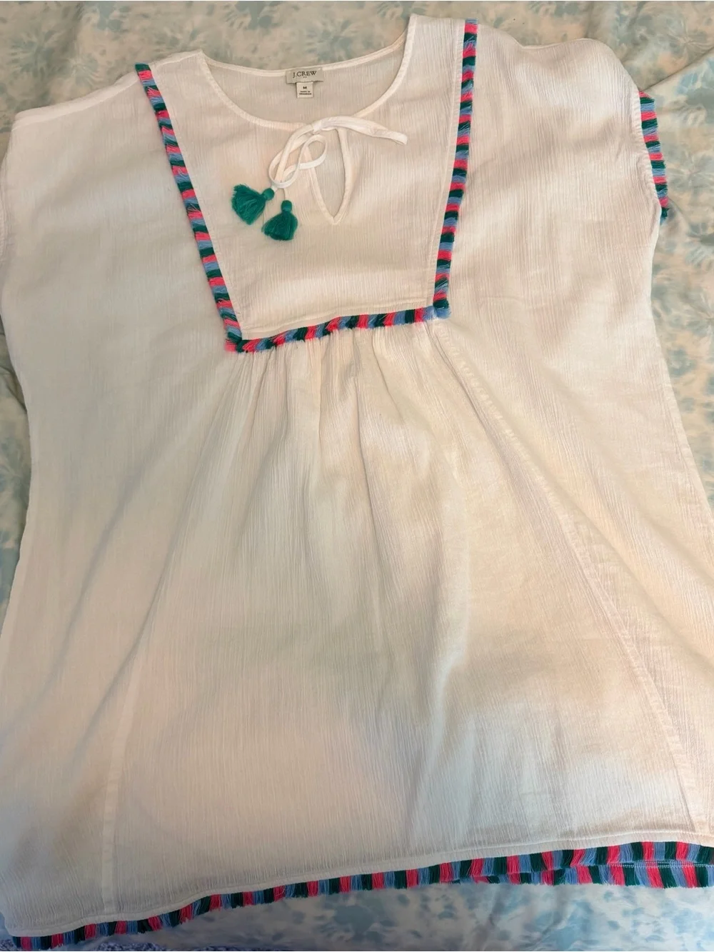 J. Crew Women's White Beach cotton Cover-Up Tunic with Trim